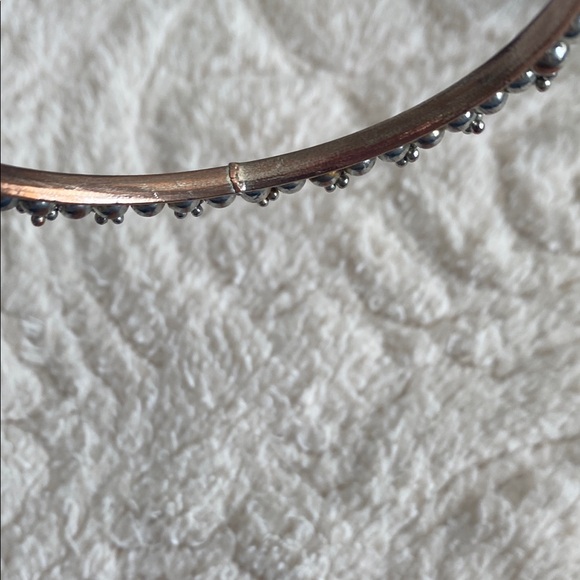 Silver Floral Like Beaded Metal Bangle - Picture 5 of 9